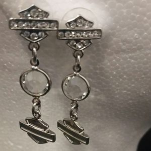 Harley Davidson Bling Bar and Shield Drop Earrings